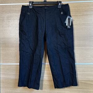 NEW Larry Levine Stretch Capri PETITE Women's Sz 14P Light Denim Cropped Black